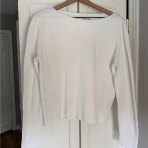 Vince White Ribbed Long Sleeve Sweater